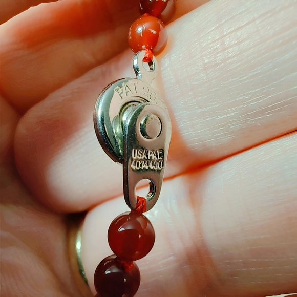 Vintage Genuine Carnelian Beaded Puffy Heart Necklace 17" - Picture 3 of 12